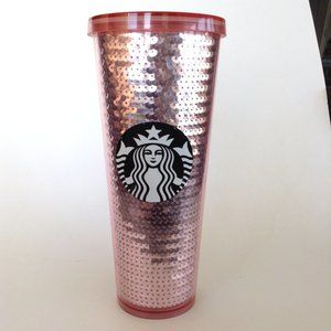 2017 Starbucks Limited Edition Rose Pink Sequin 24 oz Tumbler Cold Cup